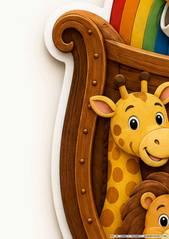 Painel decorativo da arca com girafa e leão